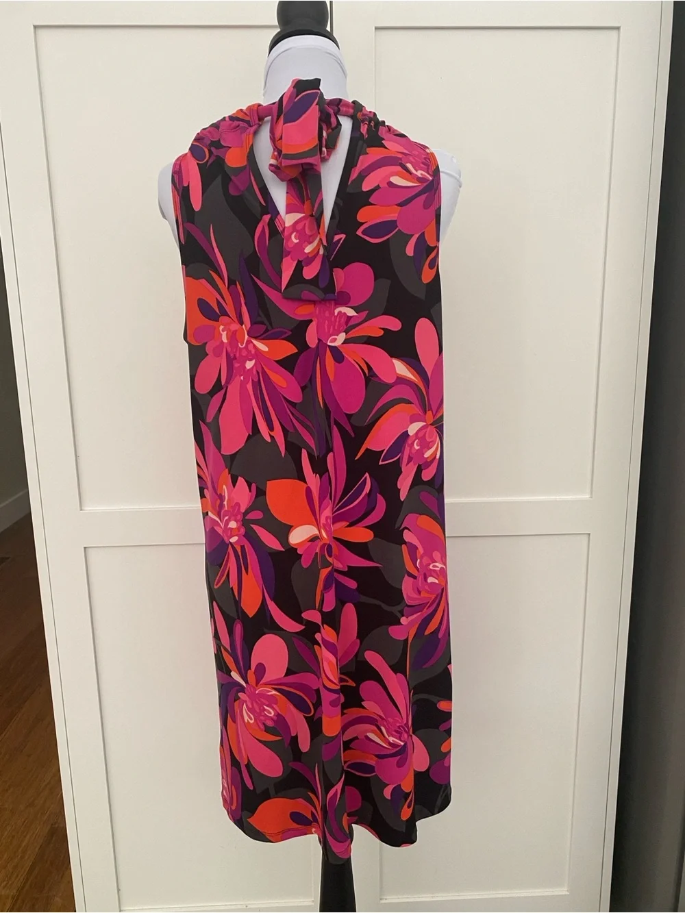 Trina Turk Juju Knit Vibrant Floral Halter Tie Dress Medium Tropical Mod Retro - Picture 4 of 10